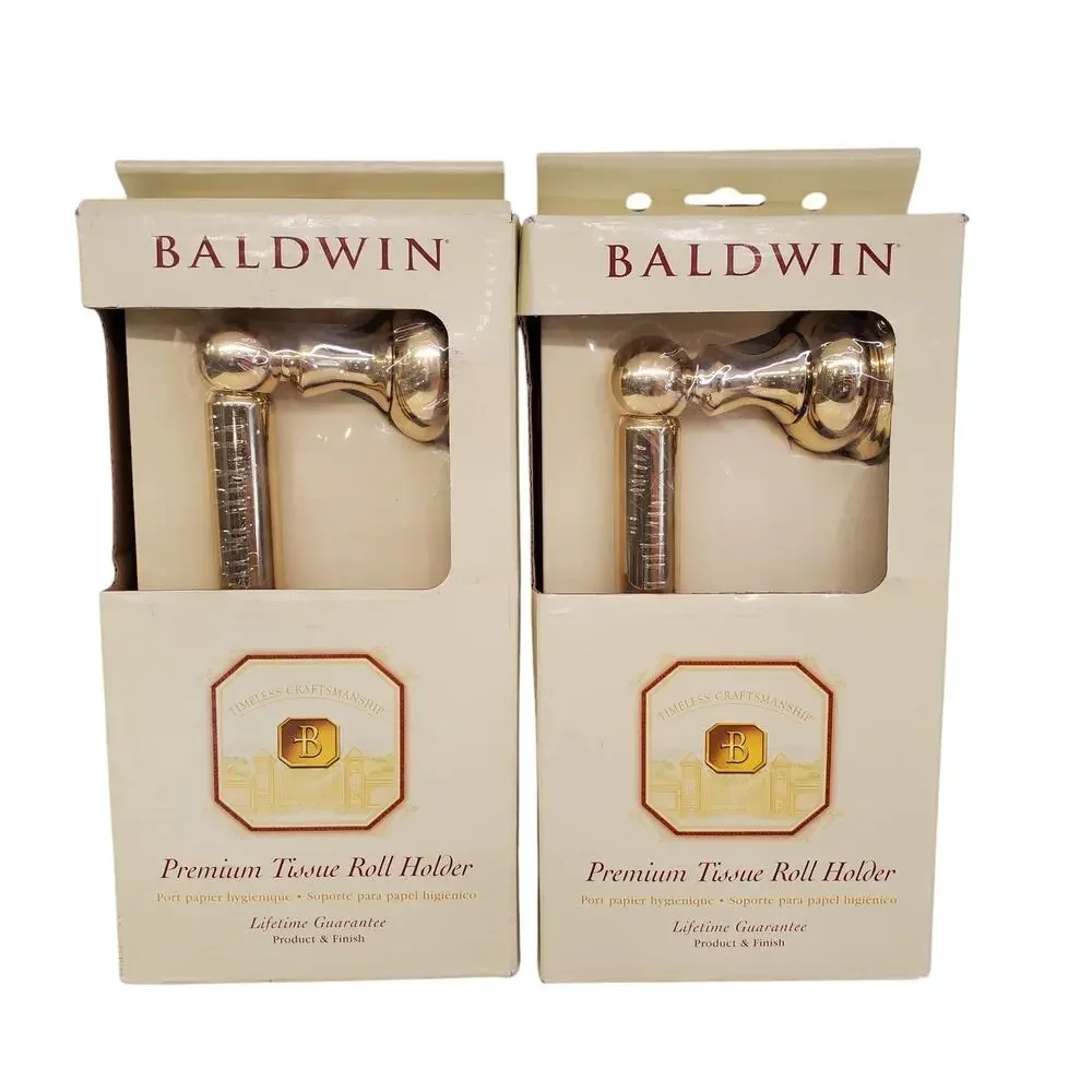 Baldwin Toilet Paper Roll Holder Solid Polished Brass NEW 2 Pack Laguna 3543-030